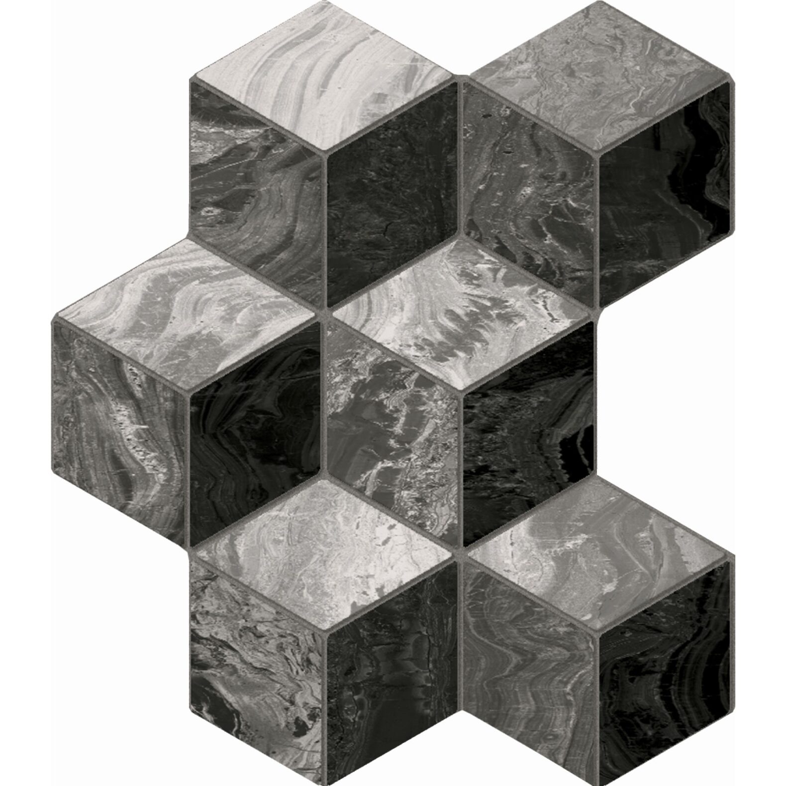Cielo Marmo Cube Mosaic Nero