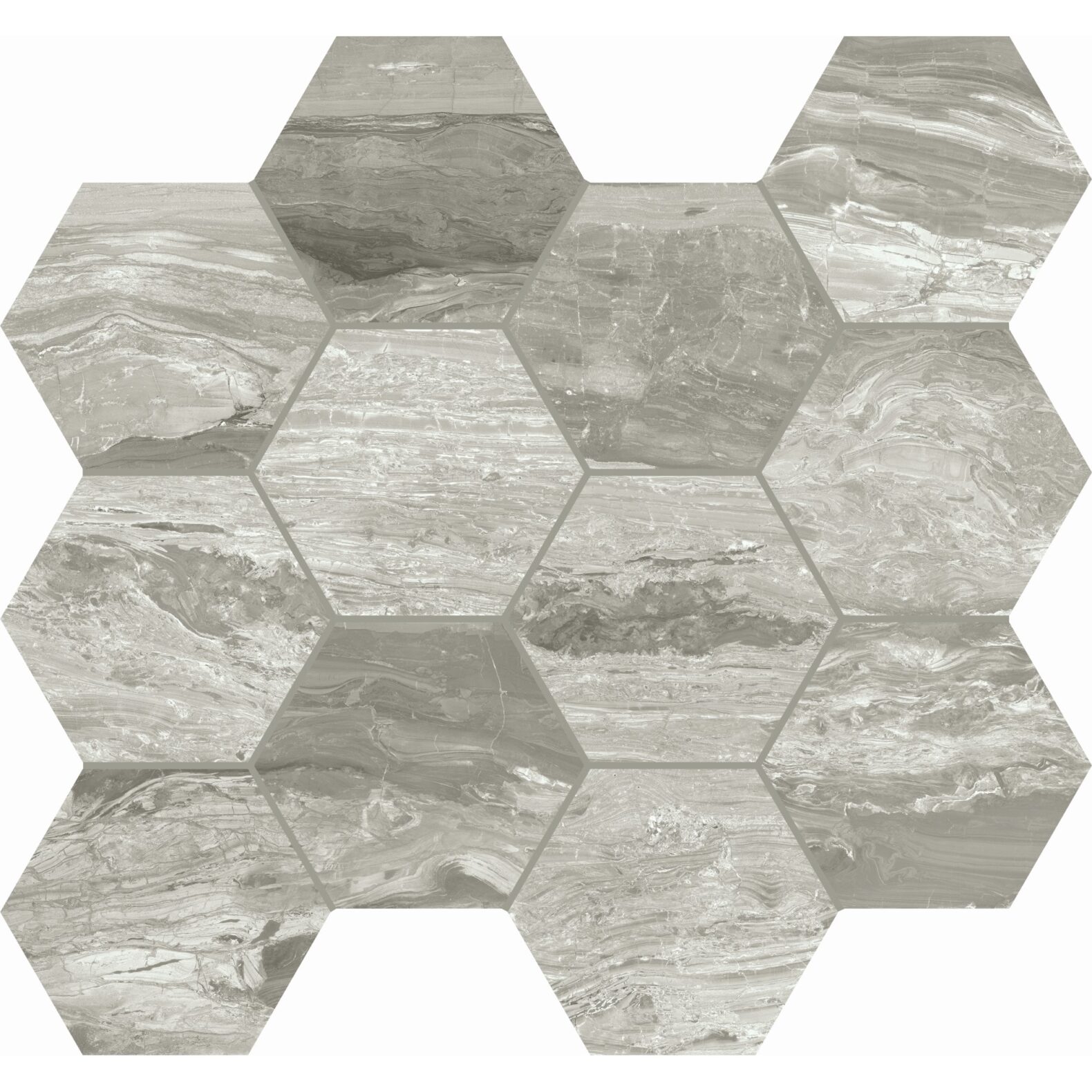 Cielo Marmo Hexagon Mosaic Grigio